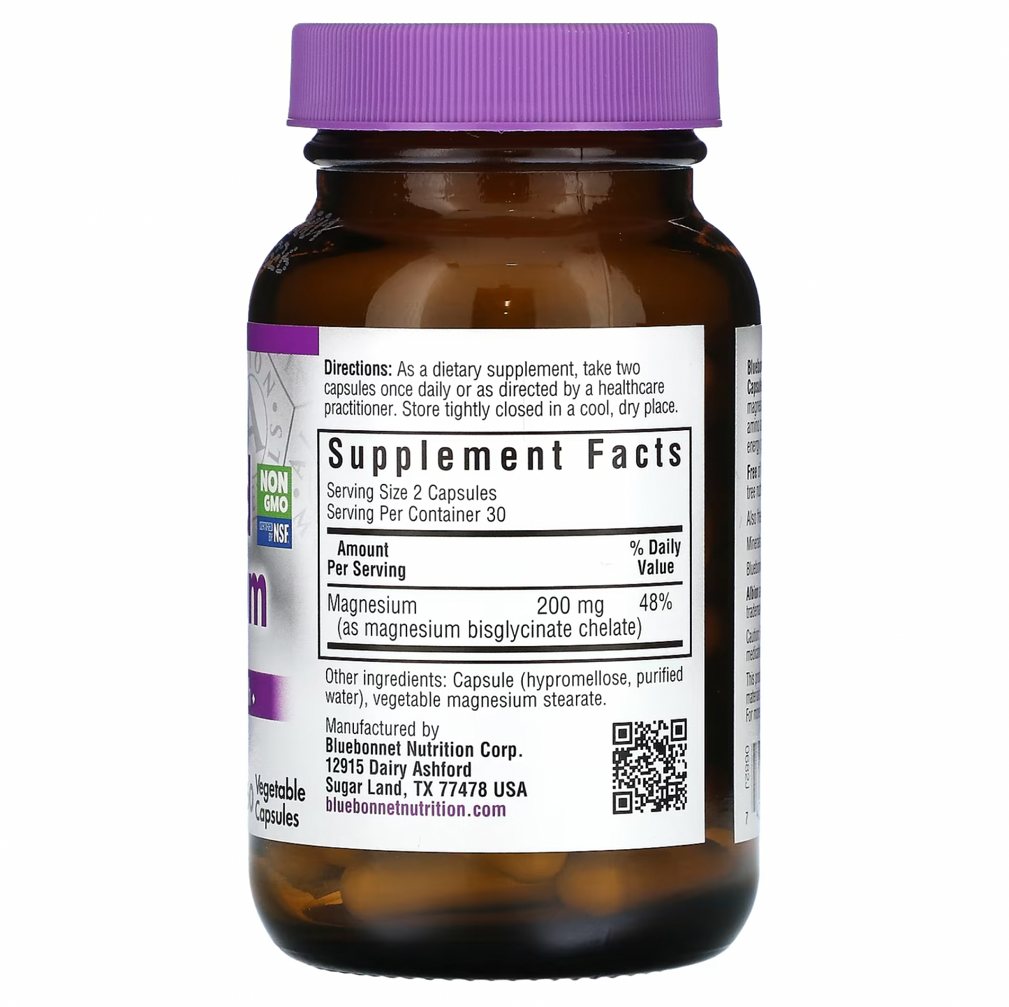 블루보넷 뉴트리션, 킬레이트 마그네슘, 식물성 캡슐 60정 (한 알 당 100mg) - Bluebonnet Nutrition, Chelated Magnesium, 60 Vegetable Capsules (100 mg per Capsule)