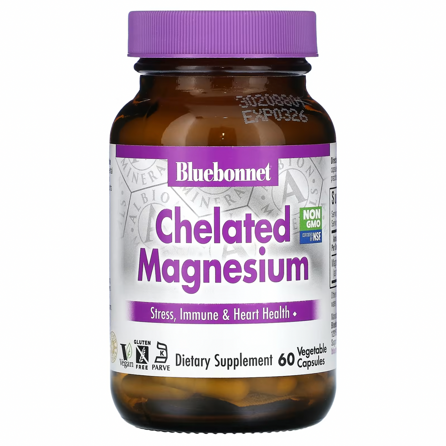 블루보넷 뉴트리션, 킬레이트 마그네슘, 식물성 캡슐 60정 (한 알 당 100mg) - Bluebonnet Nutrition, Chelated Magnesium, 60 Vegetable Capsules (100 mg per Capsule)
